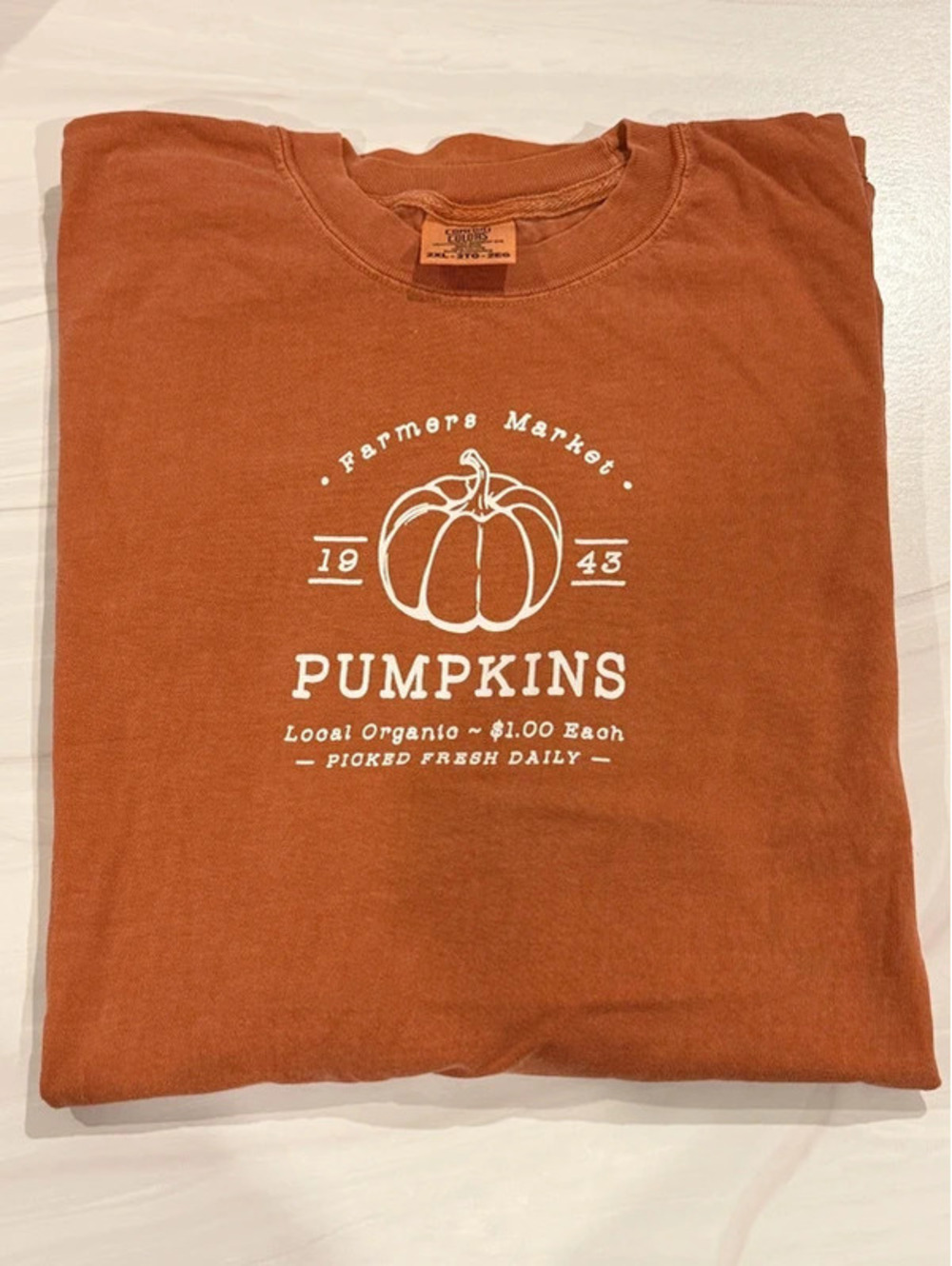 Comfort Colors Pumpkins Farmers Market Graphic Tee 2XL Yam Orange NWOT